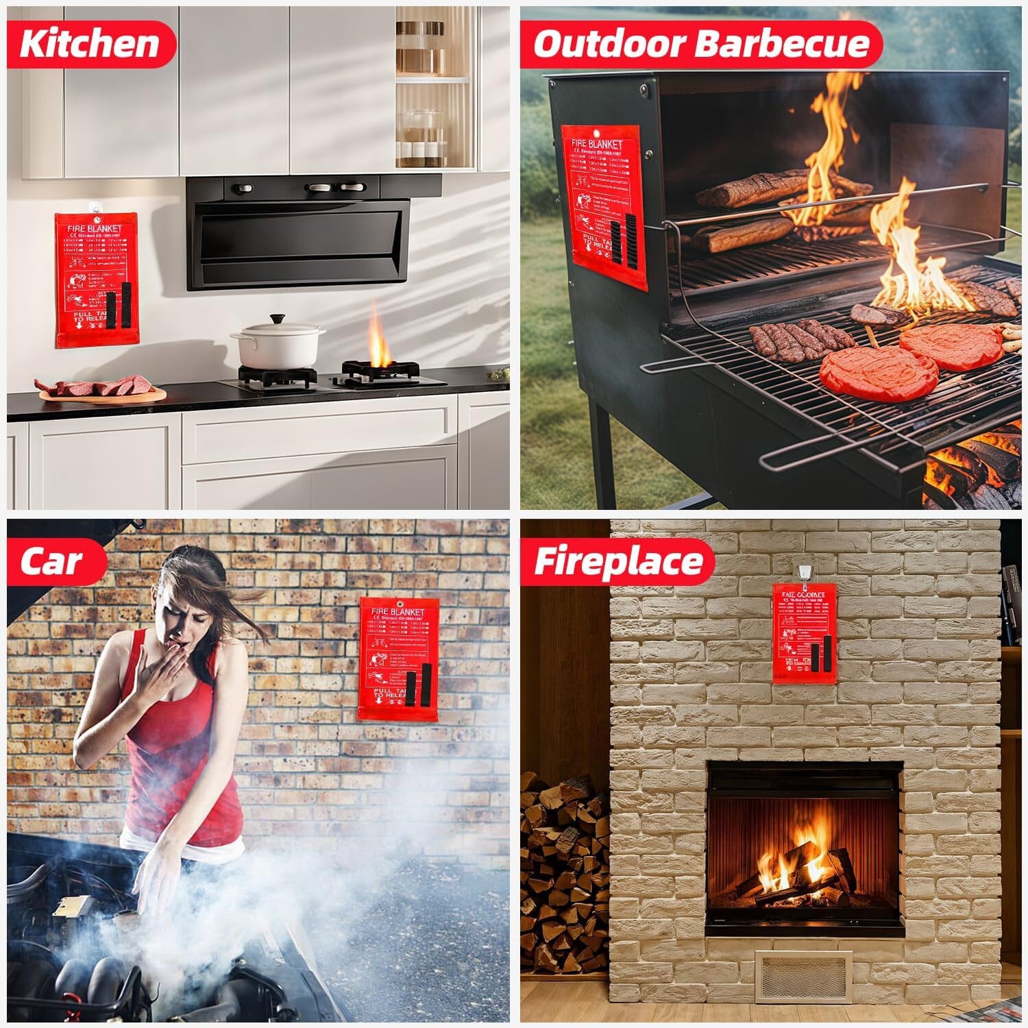 2-Pack Emergency Fiberglass Fire Blankets - Your Quick Fire Safety Solution