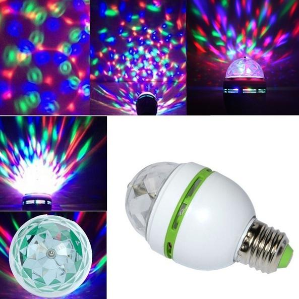 2-Pack: E27 3W Auto-Rotating RGB LED Party Starter Stage Lights