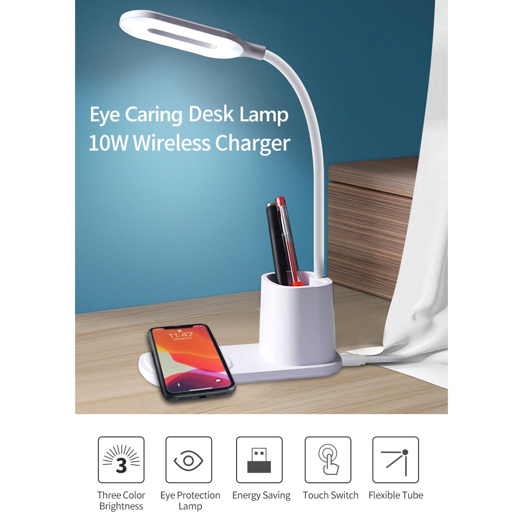 3-in-1 10W Qi Fast Wireless Charging Stand with Desk Lamp - Your Ultimate Charging Companion