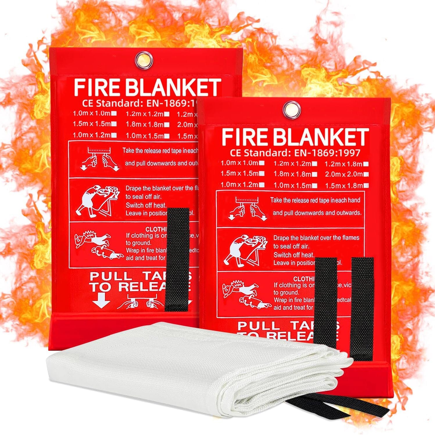 2-Pack Emergency Fiberglass Fire Blankets - Your Quick Fire Safety Solution