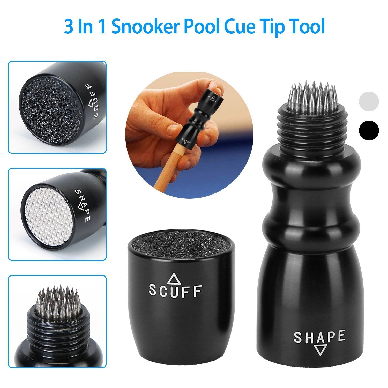 The Ultimate 3-in-1 Snooker Pool Cue Tip Tool
