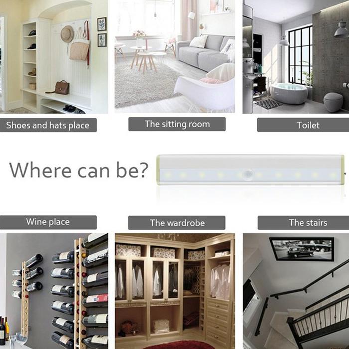 3-Pack 10-LED Motion Sensor Stick-on Light Bars - Your Ideal Lighting Solution