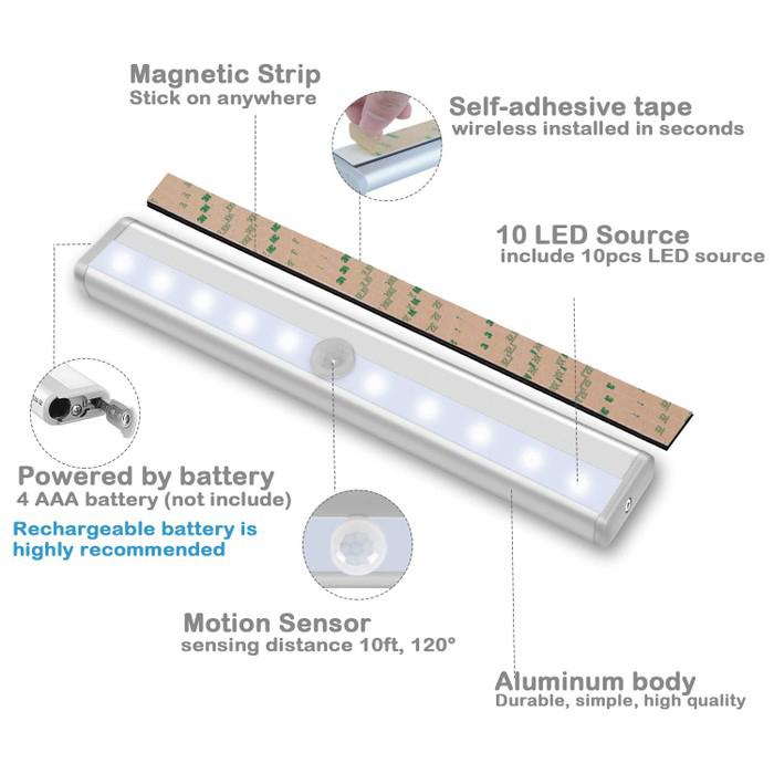 3-Pack 10-LED Motion Sensor Stick-on Light Bars - Your Ideal Lighting Solution