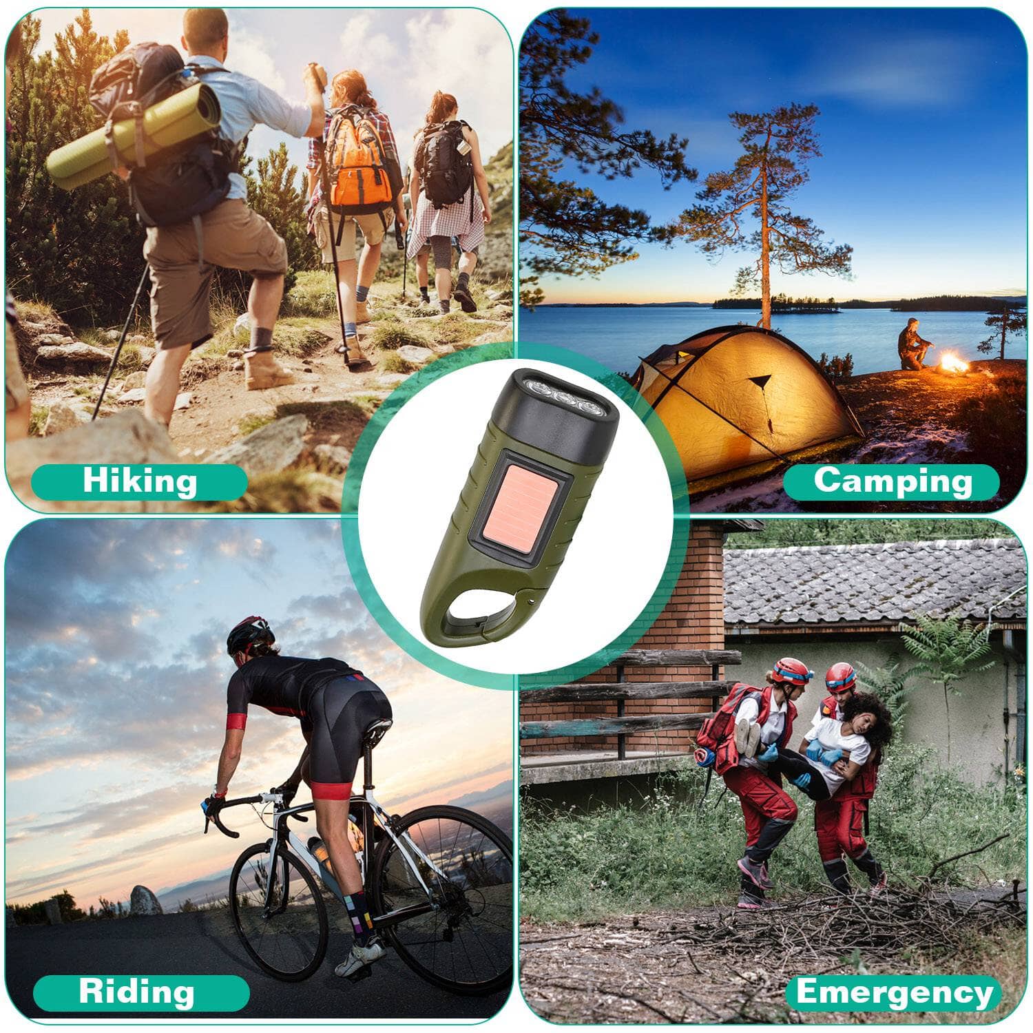 Powerful 2-Pack Hand Crank Solar Flashlights - Never Be in the Dark!