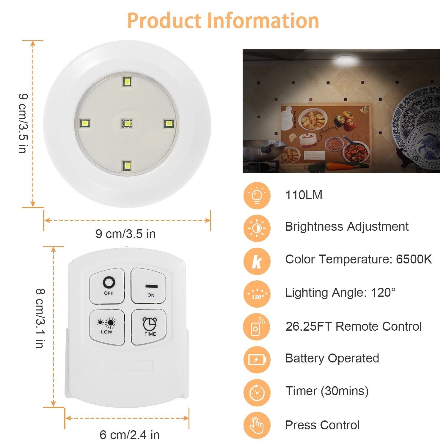 Illuminate Your Space with 3-Pack LED Wireless Puck Closet Lights