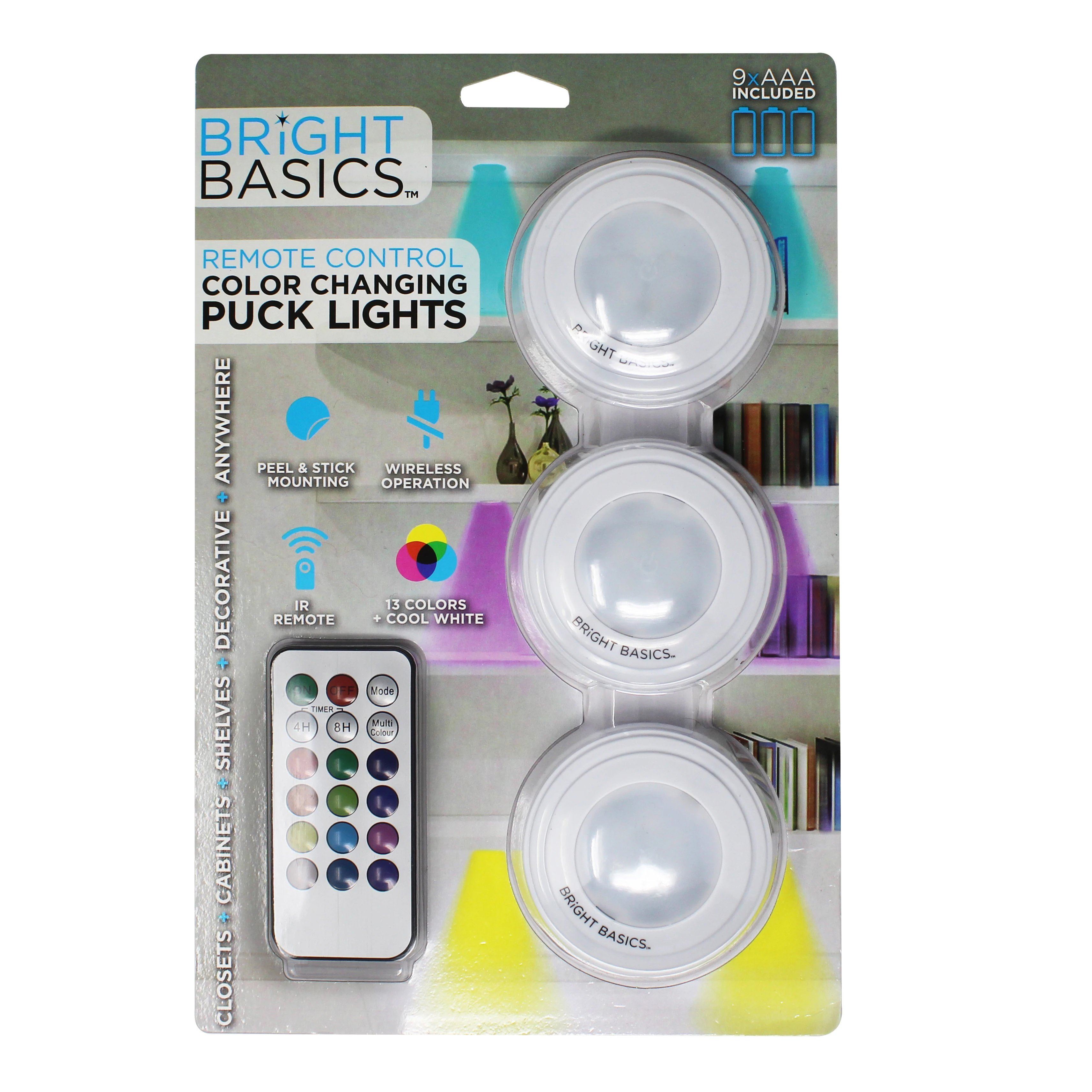 3-Pack: Transform Your Spaces with Color Changing Wireless LED Puck Lights and Remote