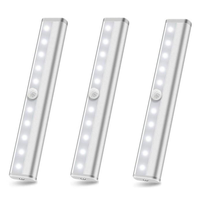 3-Pack 10-LED Motion Sensor Stick-on Light Bars - Your Ideal Lighting Solution