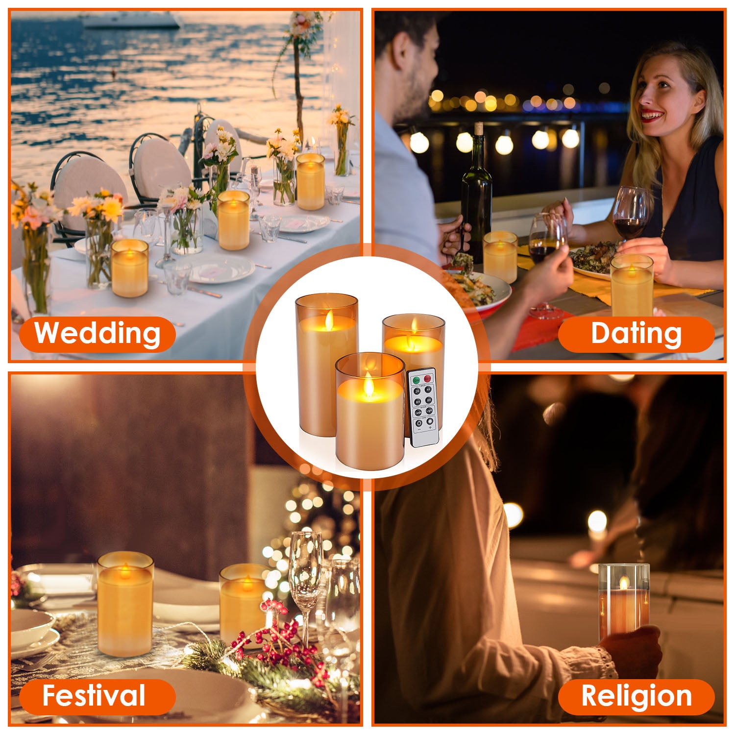 3-Pack: Enchanting Flameless Battery-Operated Candles