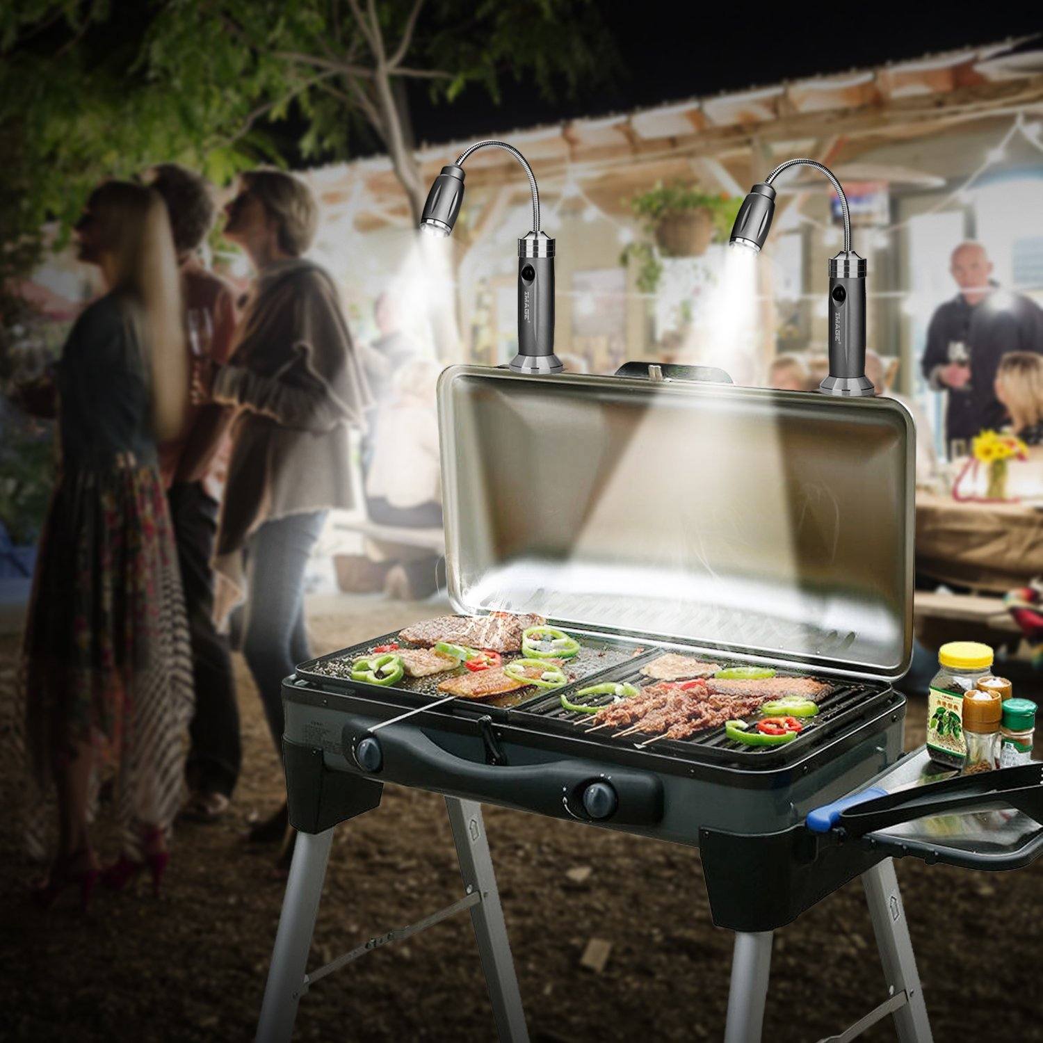 2-Pack: Super-Bright BBQ Grill LED Flashlight with Adjustable Goose Neck for Outdoor Use