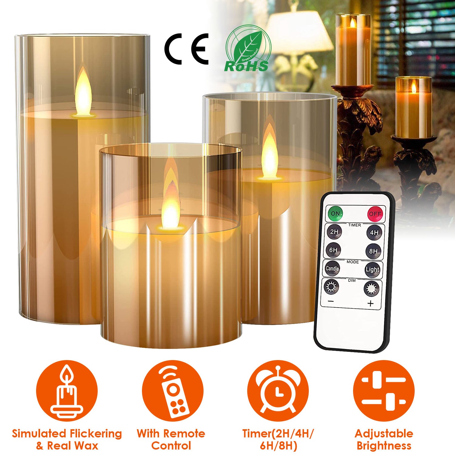 3-Pack: Enchanting Flameless Battery-Operated Candles