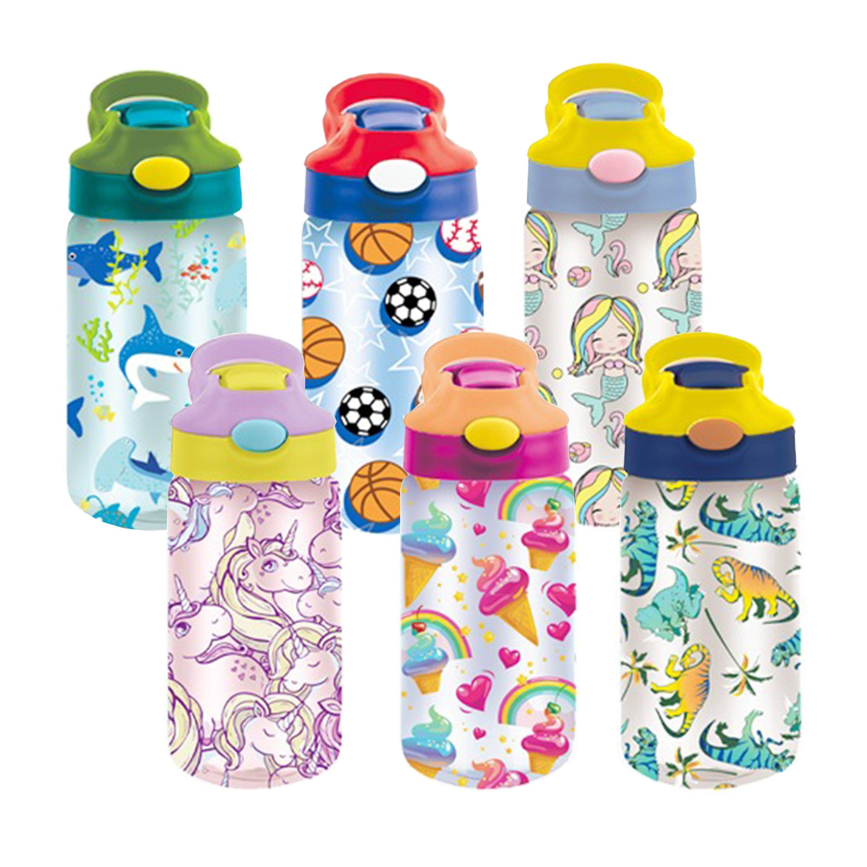 3-Pack: Fun & Functional Kids Water Bottles with Auto Straw