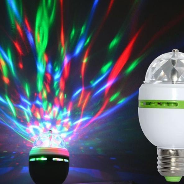 2-Pack: E27 3W Auto-Rotating RGB LED Party Starter Stage Lights