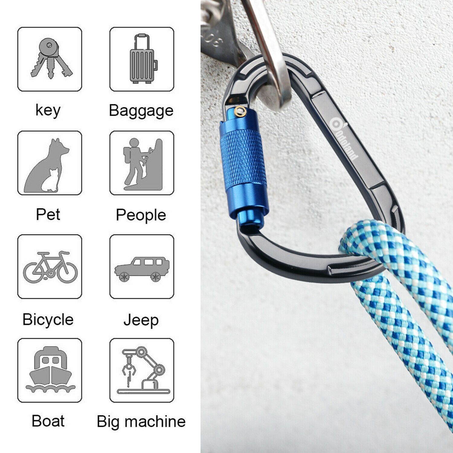 3-Pack Heavy Duty Auto Locking D-Shaped Rock Climbing Carabiner Clips - Your Adventure Essential