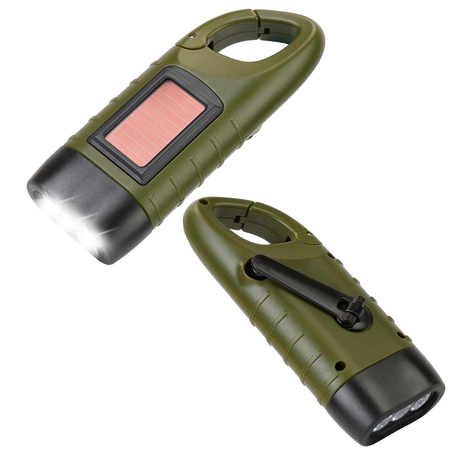 Powerful 2-Pack Hand Crank Solar Flashlights - Never Be in the Dark!
