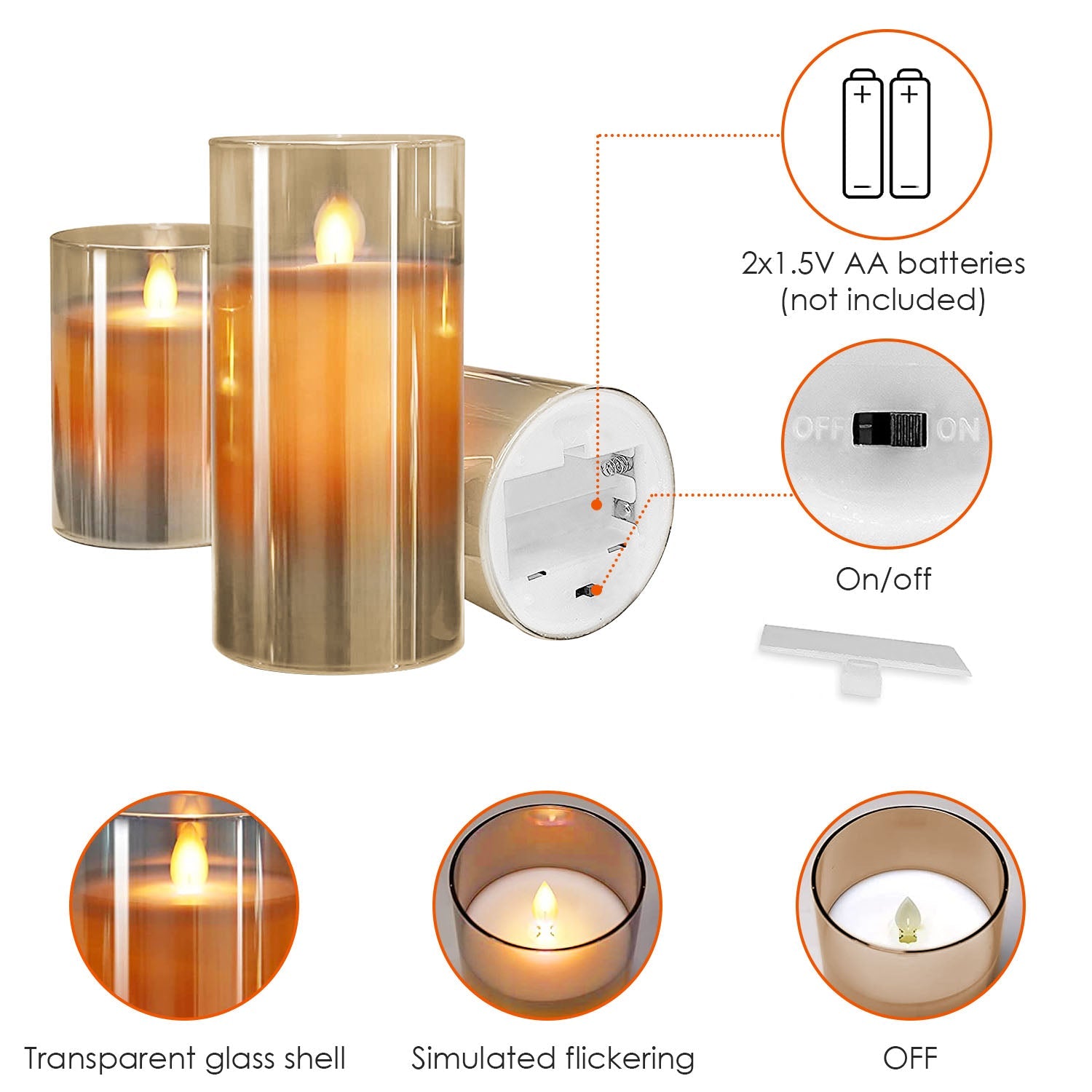 3-Pack: Enchanting Flameless Battery-Operated Candles
