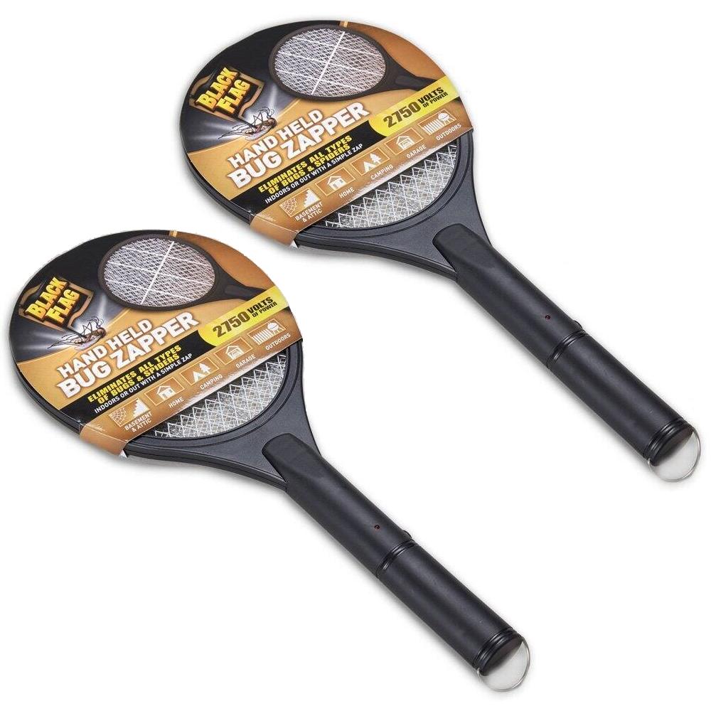 Black Flag 2-Pack Handheld Bug Zapper Rackets - Your Ultimate Insect Eradicators!